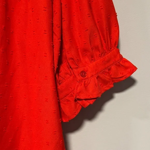 Ann Taylor Factory - Deep Orange Ruffle Collar Blouse - Picture 7 of 9
